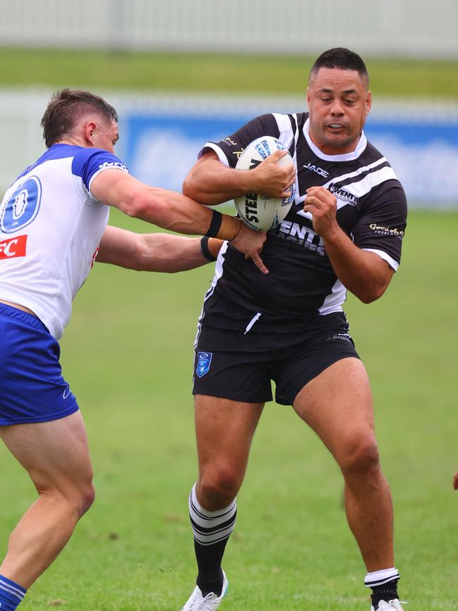 Hayne taking on the challengers and setting up his teammates. Picture: Backgrid/news.com.au