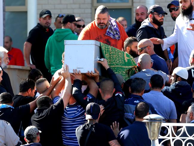 Funeral for Wally Aahmad who was shot dead at Bankstown Mall at Lakemba Mosque. Picture: Stephen Cooper