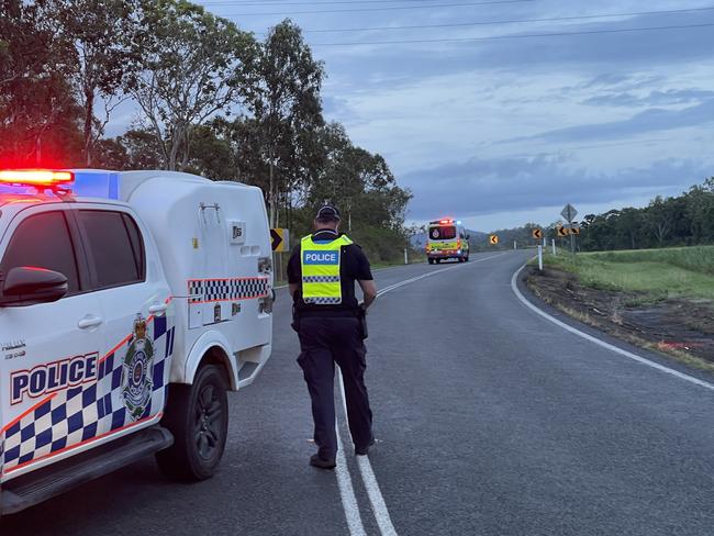 Police on scene at a serious crash at Balnagowan near Mackay. Picture: Janessa Ekert