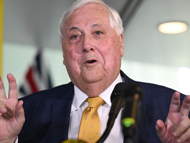 CANBERRA, AUSTRALIA  - NewsWire Photos - February 19, 2025: Chairman of Trumpet of Patriots, Clive Palmer holds a press conference at Parliament House in Canberra. Picture: NewsWire / Martin Ollman