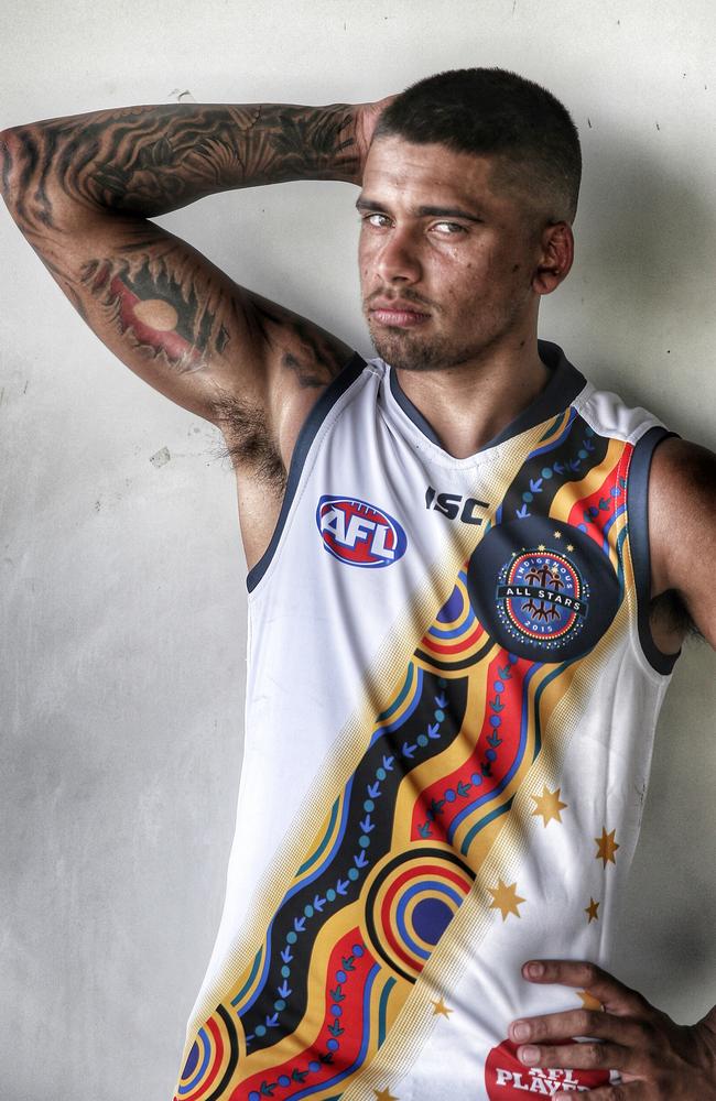 Brad Hill in the 2015 Indigenous All Stars jumper.