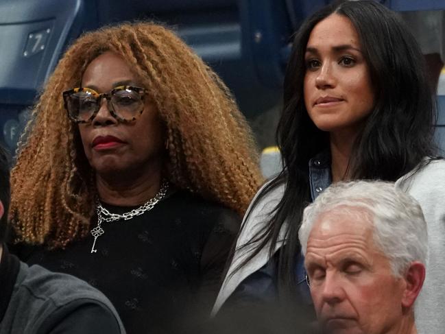 Meghan Markle, Duchess of Sussex with Serena Williams mother Oracene Price look on after Serena Williams lost to Bianca Andreescu of Canada during the Women's Singles Finals at the US Open. Picture: AFP