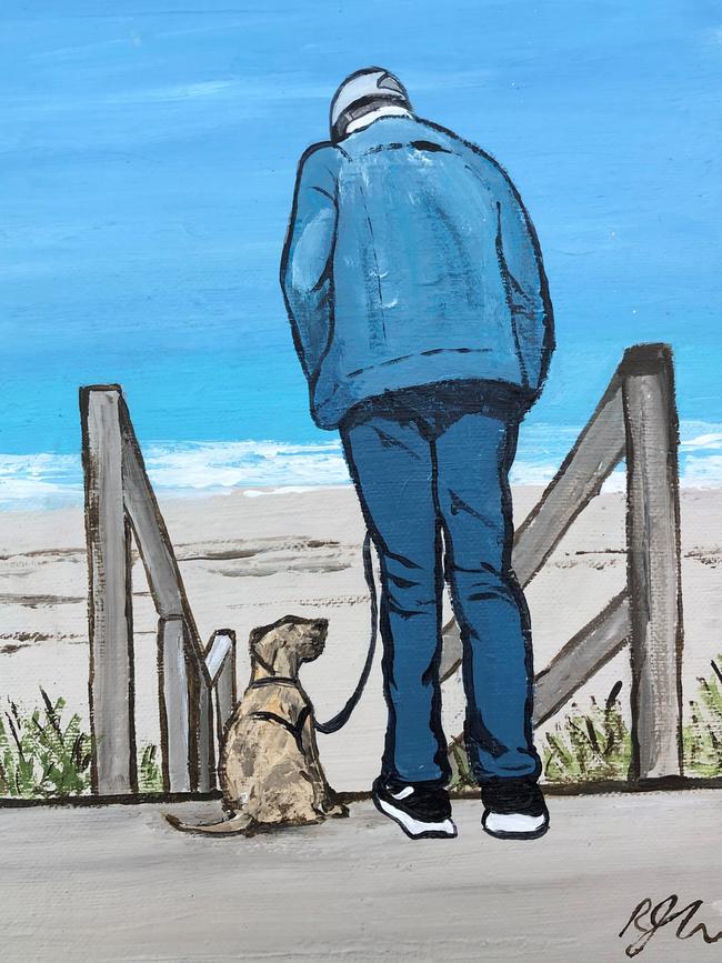 First Beach Walk, painting, by Richard John.