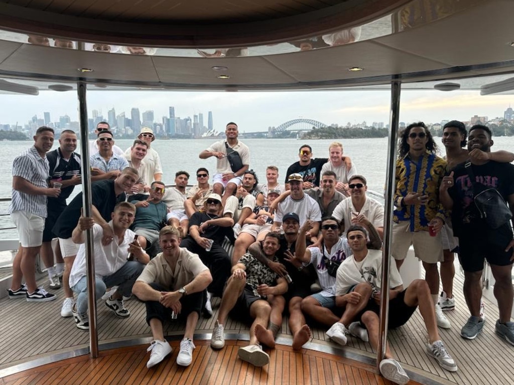 Penrith spent part of their threepeat celebrations on the Sydney Harbour. Credit: Supplied.