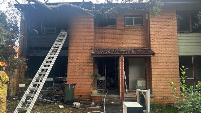 A townhouse in Sydney's southwest burst into flames on Monday morning. Picture: Supplied