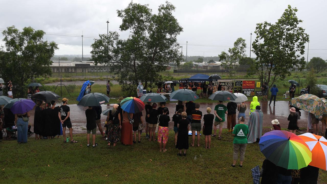 Invasion Day protests outside the notorious Don Dale Youth Detention Centre. Picture: (A)manda Parkinson