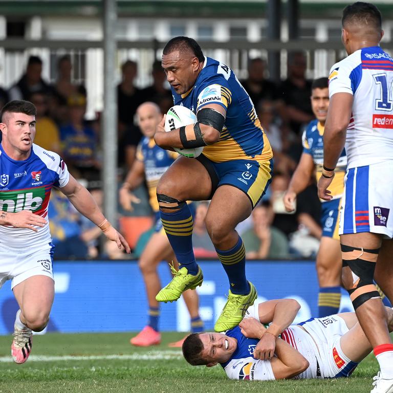 Parramatta wrecking ball Junior Paulo is nimble on his feet for a big man. Picture: NRL Imagery