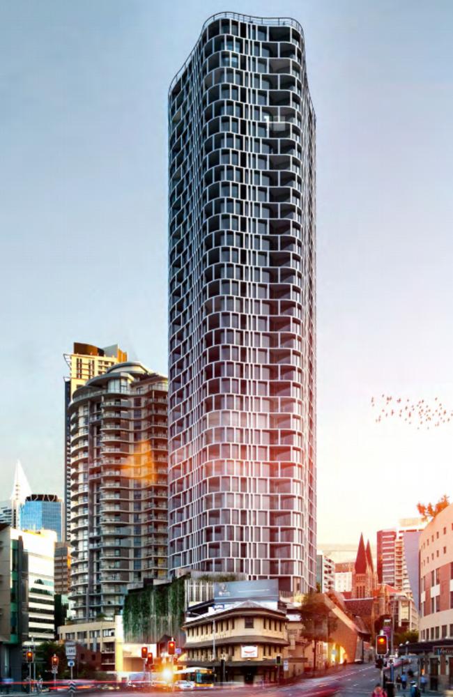 An artist’s impression of the 550 Queen St development proposal next to St John's Cathedral.