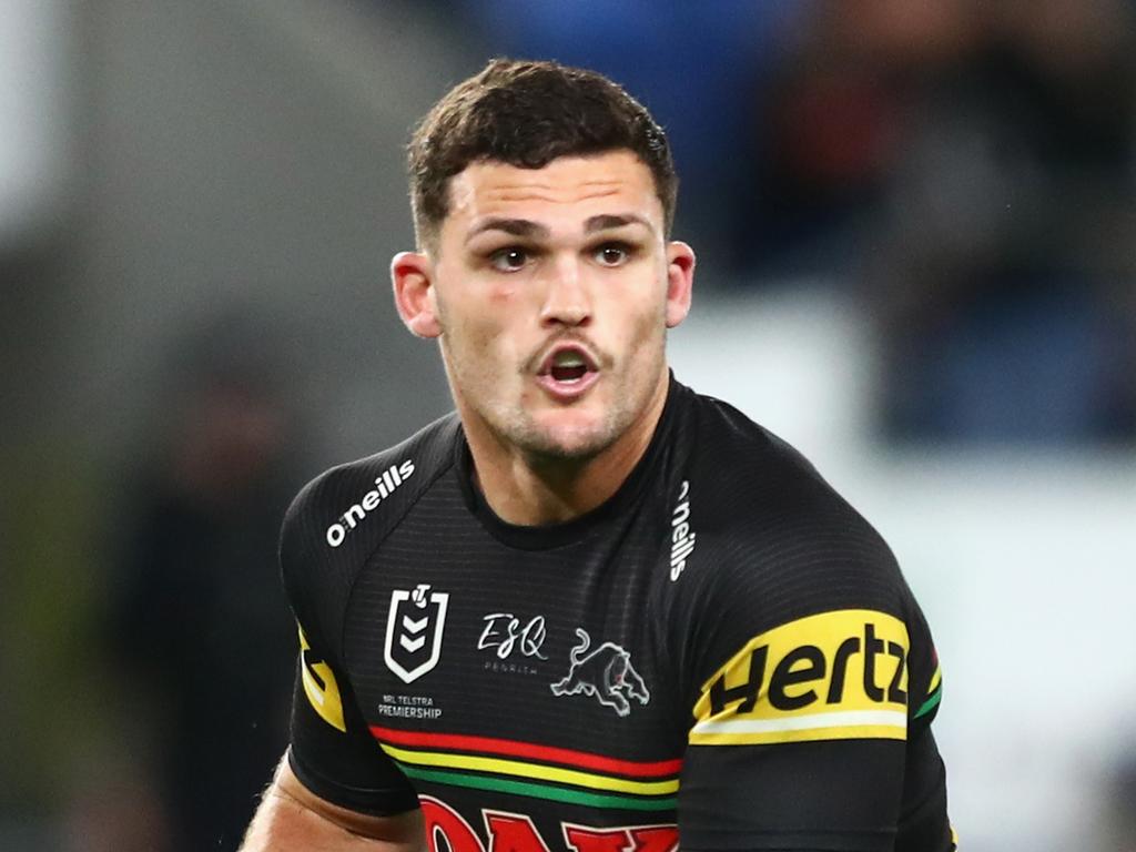 Penrith halfback Nathan Cleary is at the centre of a drama between South Sydney and the Panthers about illegal blocking plays. Picture: Chris Hyde/Getty Images