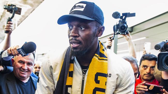 Usain Bolt has brought world attention to the Central Coast Mariners. Picture: Jenny Evans