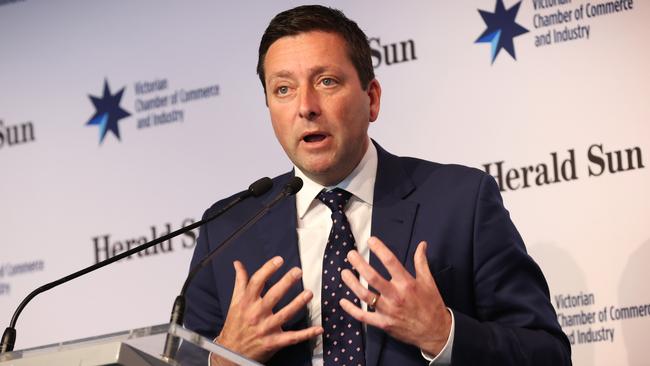 Matthew Guy’s Liberal Party has rushed to commit to new announcements made by Labor on the campaign trail. Picture: David Caird