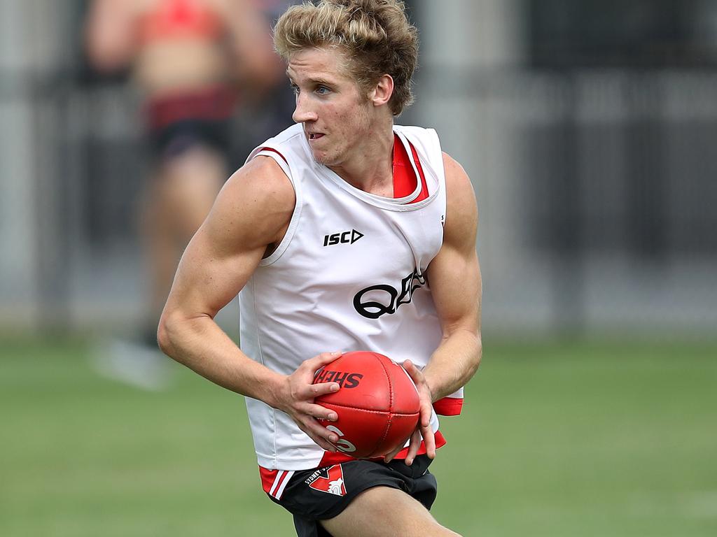 Draftee Dylan Stephens during Swans pre-season training. Picture: Phil Hillyard