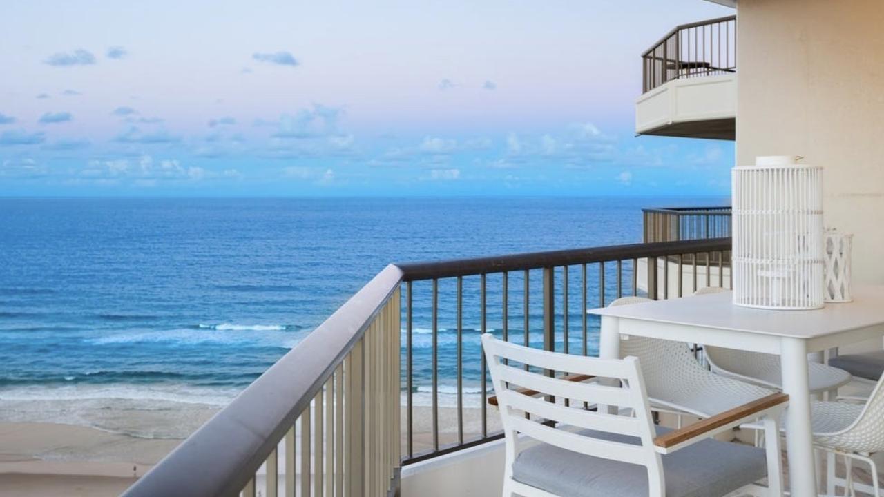 The Gold Coast home has water views.