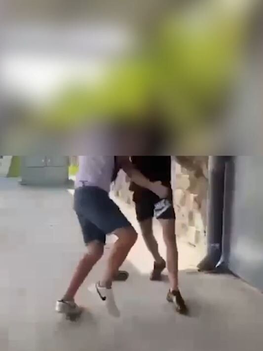 Still from shocking footage of a brutal bashing at a Gold Coast train station. Picture: Supplied