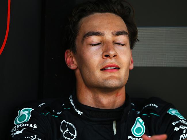 SPA, BELGIUM - JULY 28: Race winner George Russell of Great Britain and Mercedes celebrates in parc ferme during the F1 Grand Prix of Belgium at Circuit de Spa-Francorchamps on July 28, 2024 in Spa, Belgium. (Photo by Rudy Carezzevoli/Getty Images)