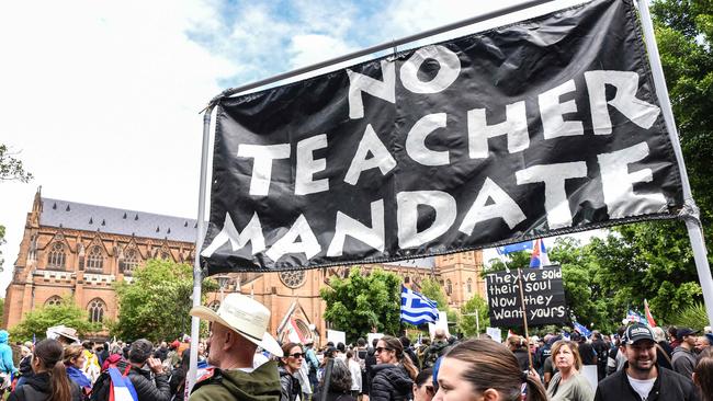 Protesters gather at Hyde Park during the 'World Wide Rally For Freedom' in Sydney last year. Picture: NCA NewsWire / Flavio Brancaleone