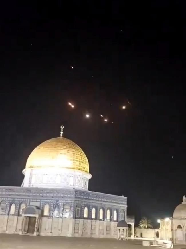 The Iron Dome intercepts Iranian drones over the Temple Mount. Picture: X