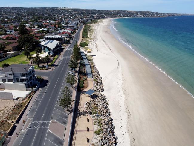 Brighton Beach with barely a soul to be seen. Picture: Kelly Barnes