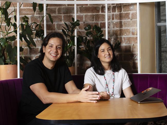 Blackbird partner Samantha Wong (centre) with principals Michael Tolo and Phoebe Harrop at their Surry Hills offices on Wednesday, 6th April 2022. Picture: Nikki Short