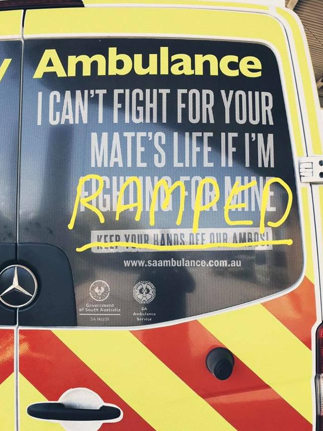 A frustrated paramedic in South Australia sends a message about ramping on the back on their ambulance.