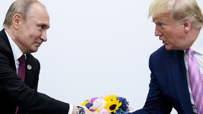 Then US president Donald Trump meets Russia's Vladimir Putin during the G20 summit in Osaka, Japan.