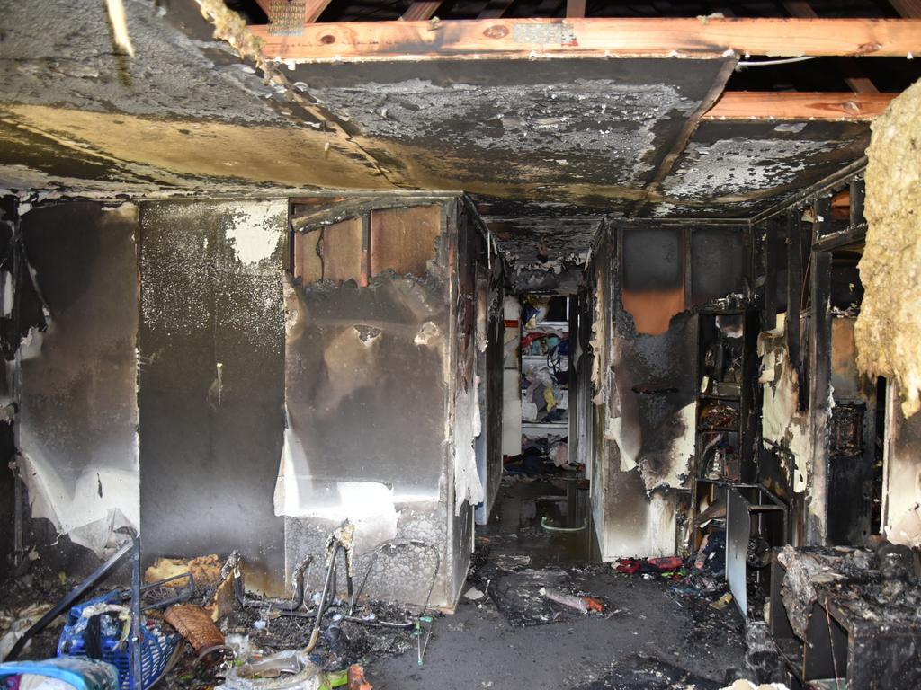 Damage to a Queensland property following a fire involving a lithium-ion battery. Picture: QFES