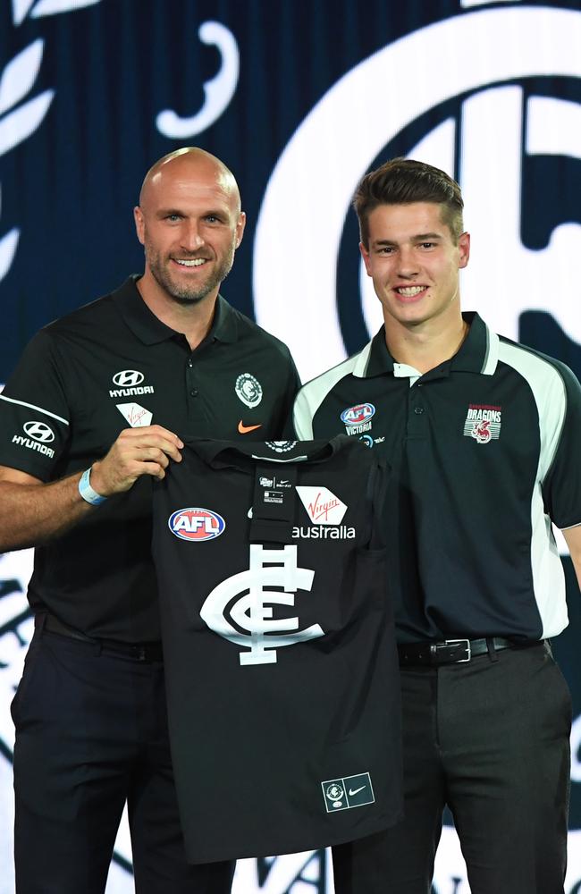 Chris Judd and Liam Stocker after last year’s AFL national draft.