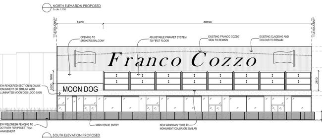 The Franco Cozzo sign will remain under plans by Moon Dog Brewery.