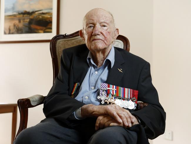 DAILY TELEGRAPH 21ST APRIL 2024Pictured at his home in Mosman is 101 year old D-Day veteran Mr Bill Purdy.Bill participated in the famous bombing of Pointe du Hoc on D-Day flying Lancaster bombers with No. 463 Squadron RAAF, in Bomber Command.Picture: Richard Dobson