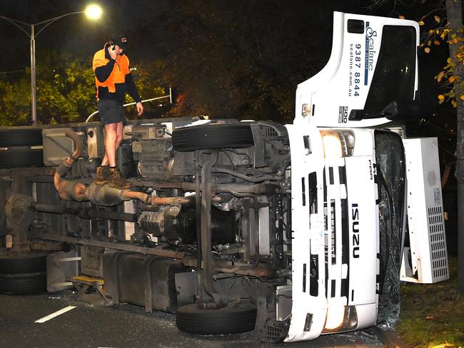 Not a great start to the day for the driver of this truck. Picture: Nicole Garmston