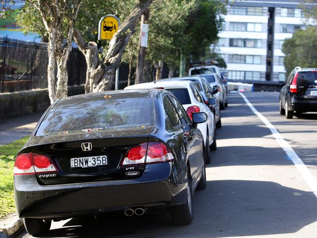 Cars parked in North Sydney today. Picture: Elenor Tedenborg