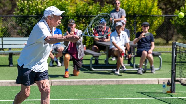 Henry Young playing tennis at the South Parkland Hockey & Tennis Centre. Picture: Naomi Jellicoe