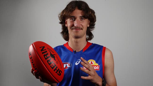 Jedd Busslinger after being drafted by the Western Bulldogs. Picture: Michael Klein