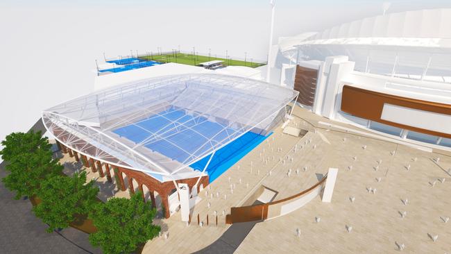 An artist’s impression of the Memorial Drive Tennis Centre roof.