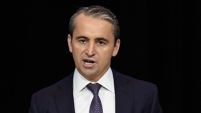 Commonwealth Bank CEO Matt Comyn addresses shareholders during the Commonwealth Bank annual general meeting (AGM) in Sydney. Picture: AAP