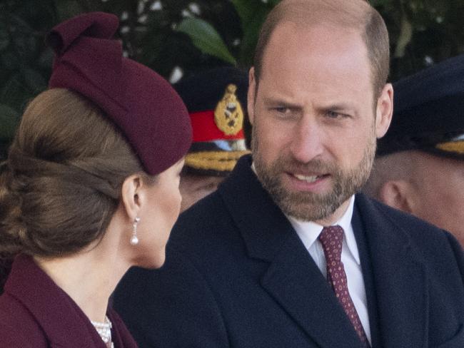 LONDON, ENGLAND - DECEMBER 3: Prince William, Prince of Wales and Catherine, Princess of Wales during the Ceremonial Welcome on Horseguards Parade during day one of The Amir of the State of Qatar's visit to the United Kingdom on December 3, 2024 in London, England. His Highness Sheikh Tamim bin Hamad Al Thani, Amir of the State of Qatar, accompanied by Her Highness Sheikha Jawaher bint Hamad bin Suhaim Al Thani, will hold several engagements with The Prince and Princess of Wales, The King and Queen as well as political figures. (Photo by Mark Cuthbert/UK Press via Getty Images)