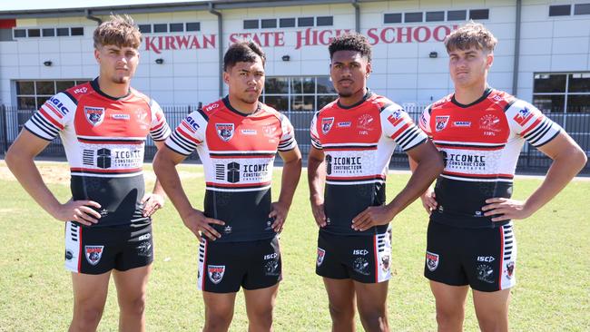 Kirwan Bears brothers. Left to right: Heath Bethel, Taakoi Benioni, Davidson Benioni, Zane Bethel. Picture: Courtney Thomson / Kirwan SHS