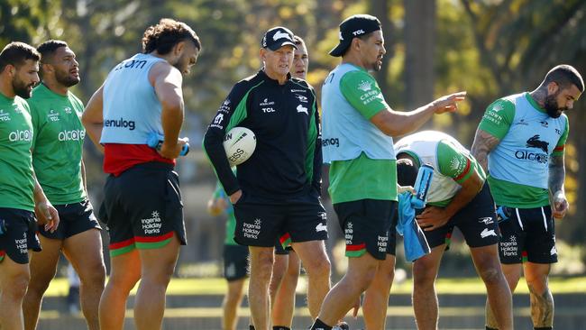 Wayne Bennett takes charge at South Sydney training. Picture: Sam Ruttyn