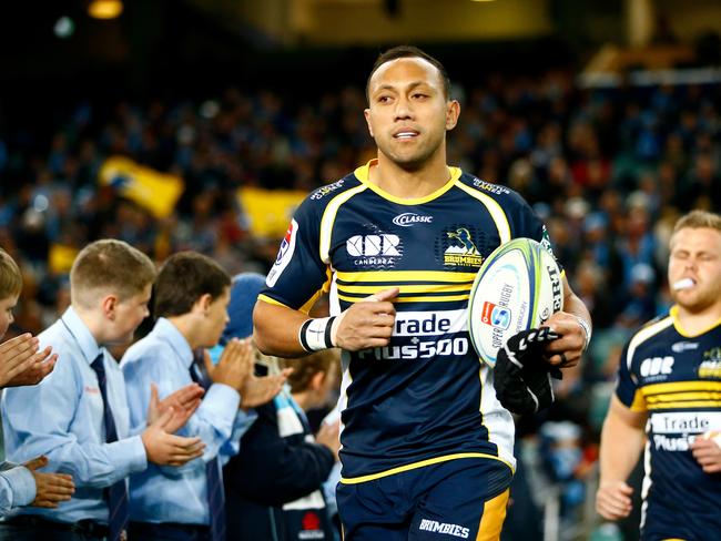 Christian Lealiifano of the Brumbies runs out during the Round 19 Super Rugby match between the NSW Waratahs and the Brumbies at Allianz Stadium in Sydney, Saturday, July 14, 2018. (AAP Image/Jeremy Ng) NO ARCHIVING, EDITORIAL USE ONLY