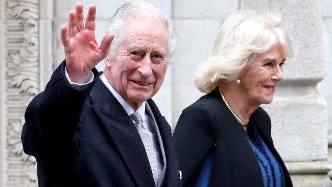 King Charles III departs with Queen Camilla after receiving treatment for an enlarged prostate at The London Clinic on January 29, 2024 in London, England. Picture: Chris Jackson/Getty Images