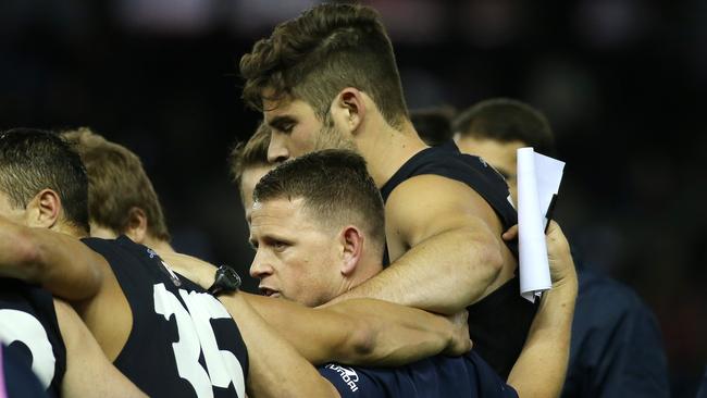 Brendon Bolton’s Blues are playing the long game. Picture: George Salpigtidis