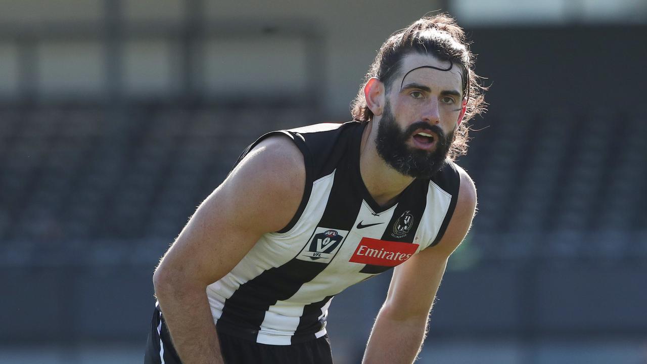 Brodie Grundy pulled up sore after his comeback game in the VFL. Picture: David Crosling