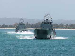 Royal Australian Navy landing craft on the Richmond River. Picture: Graham Broadhead