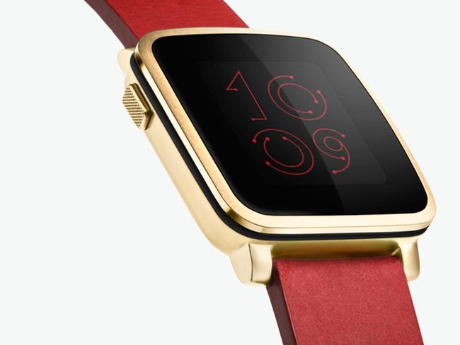Pebble's Time Steel smartwatch features a colour e-paper screen and comes with metal and leather bands.