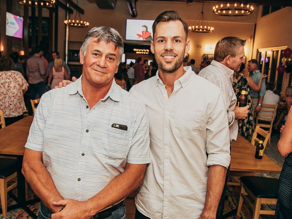 Pete and Josh Clayton at The Spotted Cow reopening in Toowoomba. Socials: Damien Anthony Rossi | Picture: Ali Rasoul