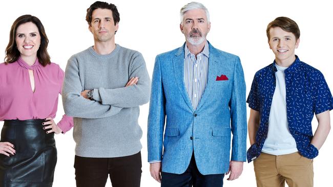 Talkin’ ’Bout Your Generation host Shaun Micallef with new team captains Andy Lee, Robyn Butler and Laurence Boxhall.