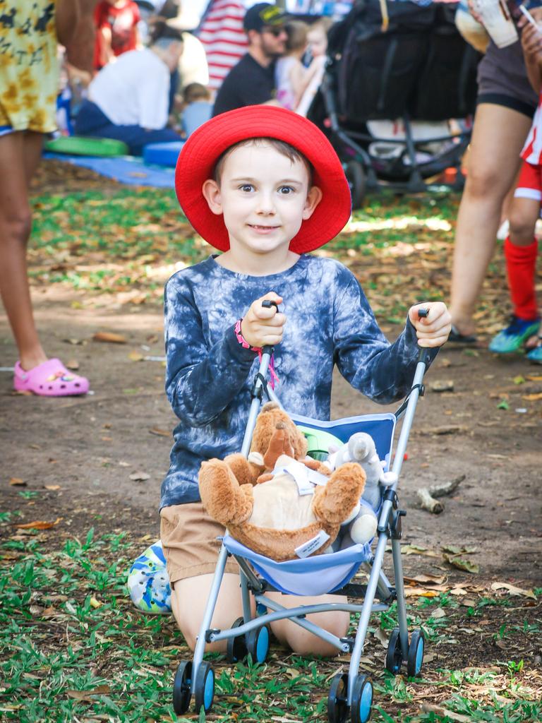 Azarius Manolakos, 6, at the Darwin Festival’s Teddy Bears Picnic on the Esplanade. Picture: Glenn Campbell