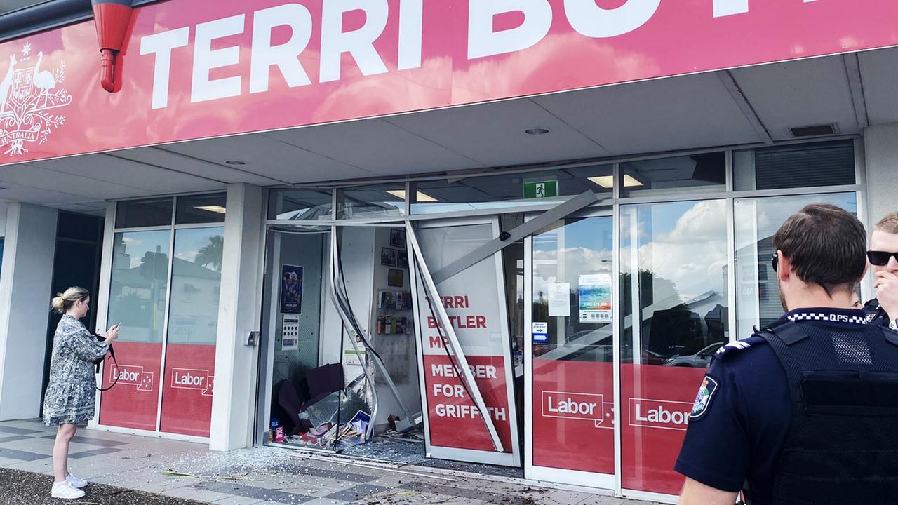 The Brisbane office of federal Labor MP for Griffith, Terri Butler, has been rammed by a car. Pic Twitter.