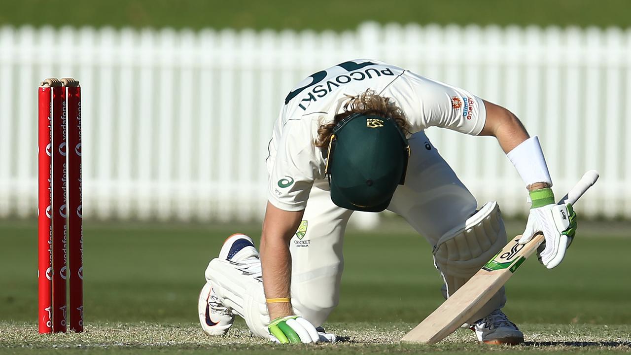 Aussie young gun Will Pucovski rocked by brutal helmet blow