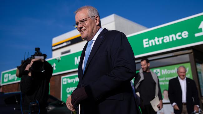 Prime Minister Scott Morrison visits the Terry White Chemmart Pharmacy in Mowbray with local Federal Member for Bass Ms Bridget Archer MP and Pharmacy Guild of Australia National President Trent Twomey to announce a re-elected Morrison Government will cut the price of medications listed on the Pharmaceuitcal Benefit Scheme (PBS). Picture: Jason Edwards